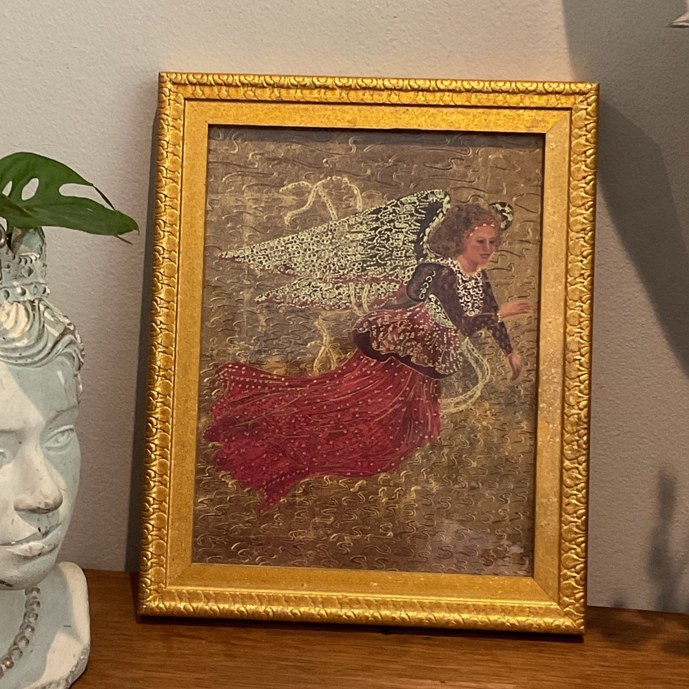 Majestic Angel Painting in Gold Frame